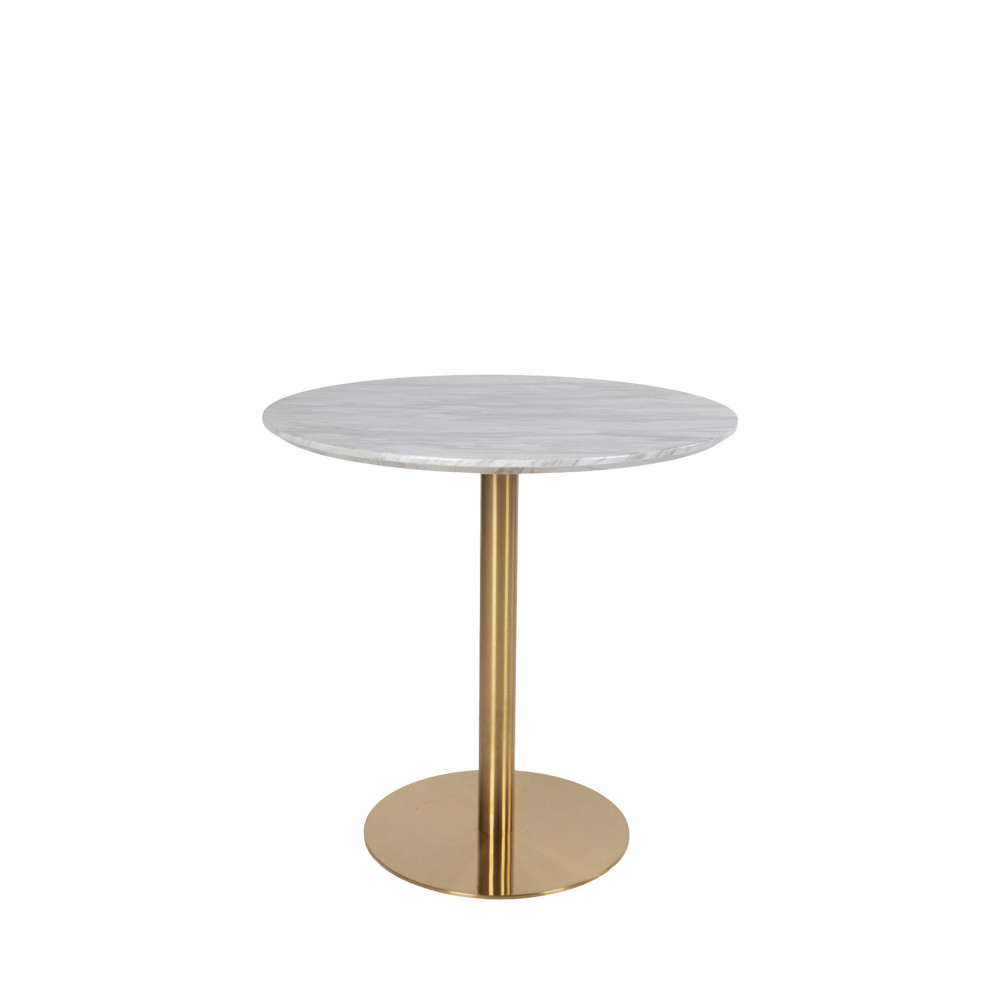 Bolzano - Table à manger ronde effet marbre ø90cm - Couleur - Blanc