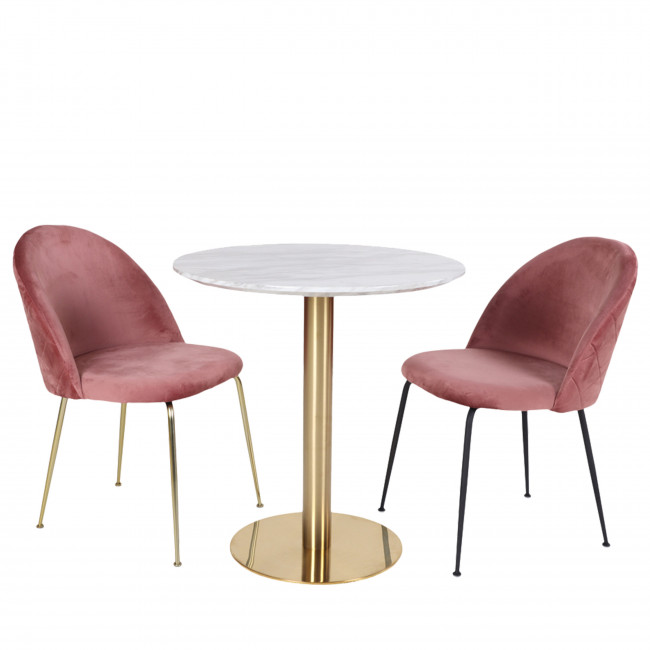 Bolzano - Table à manger ronde effet marbre ø90cm