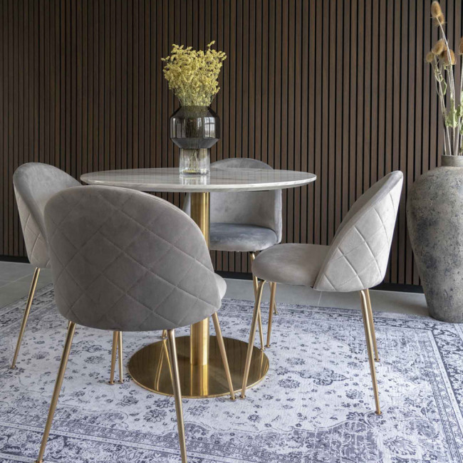 Bolzano - Table à manger ronde effet marbre ø90cm