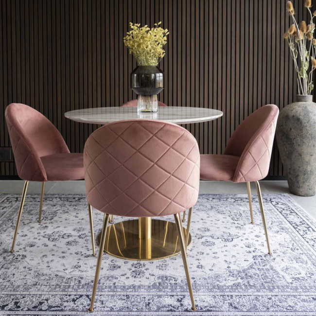 Bolzano - Table à manger ronde effet marbre ø90cm