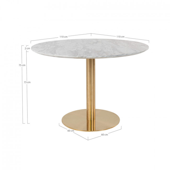 Bolzano - Table à manger ronde effet marbre ø110cm