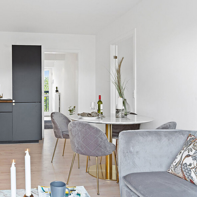 Bolzano - Table à manger ronde effet marbre ø110cm