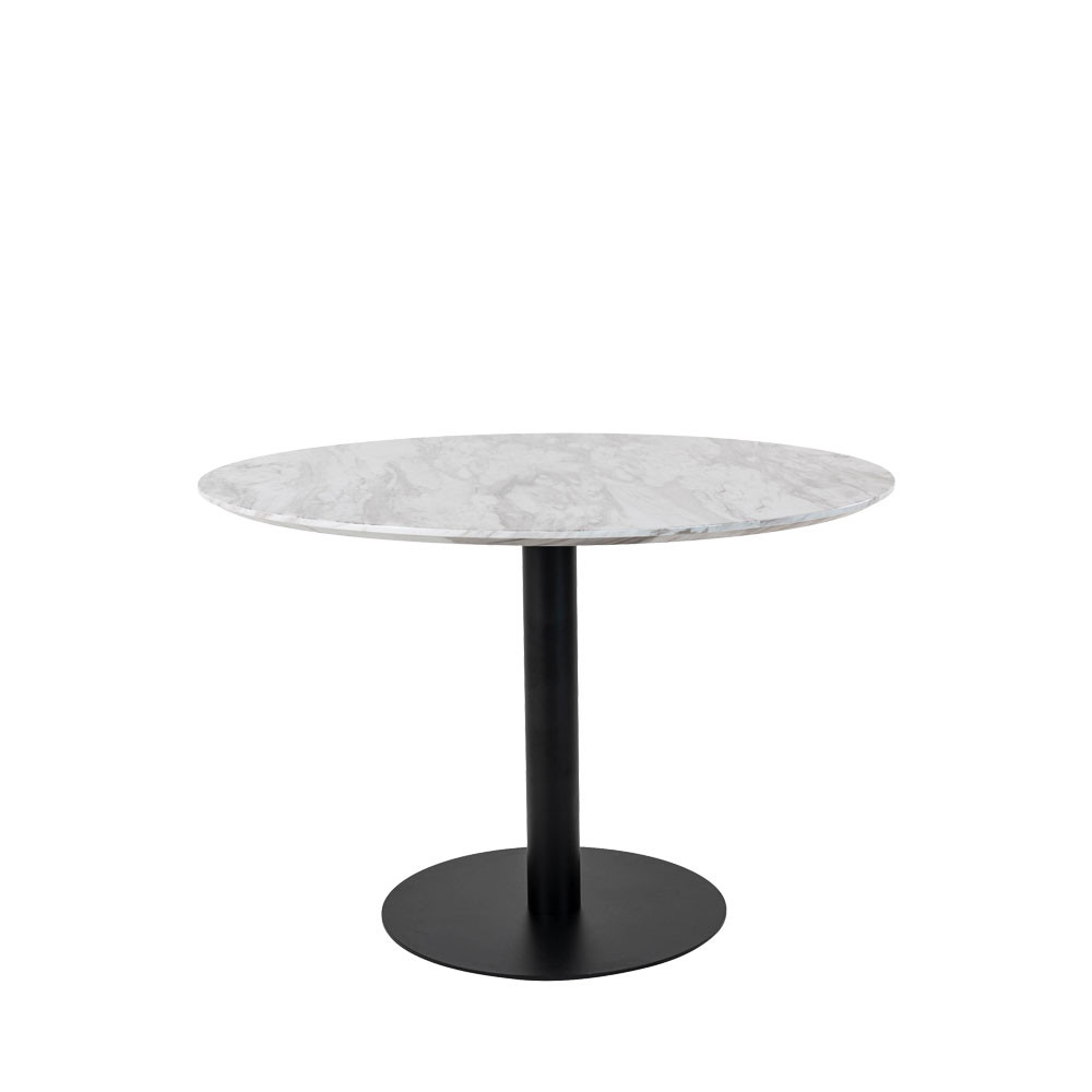 Bolzano - Table à manger ronde effet marbre ø110cm - Couleur - Blanc