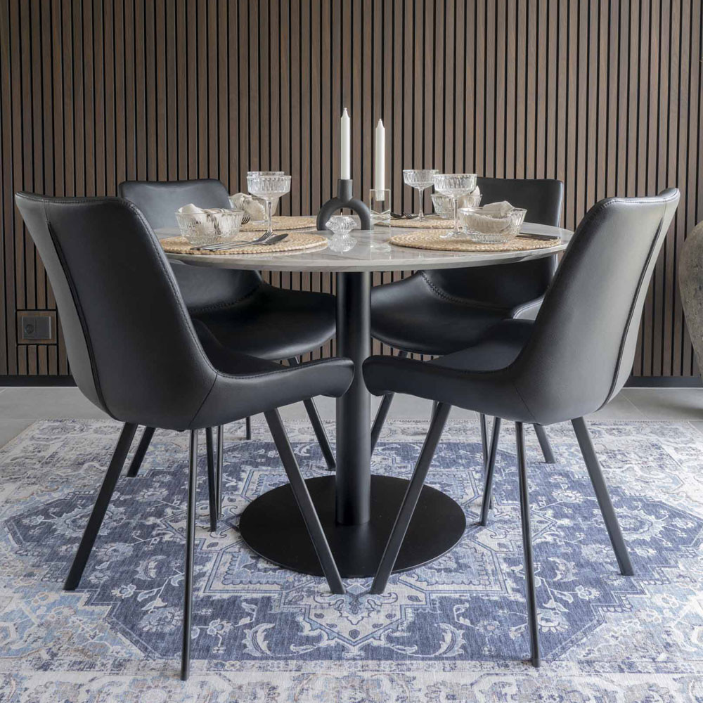 Soldes - Table repas ronde plateau marbre pour 2 à 4 personnes