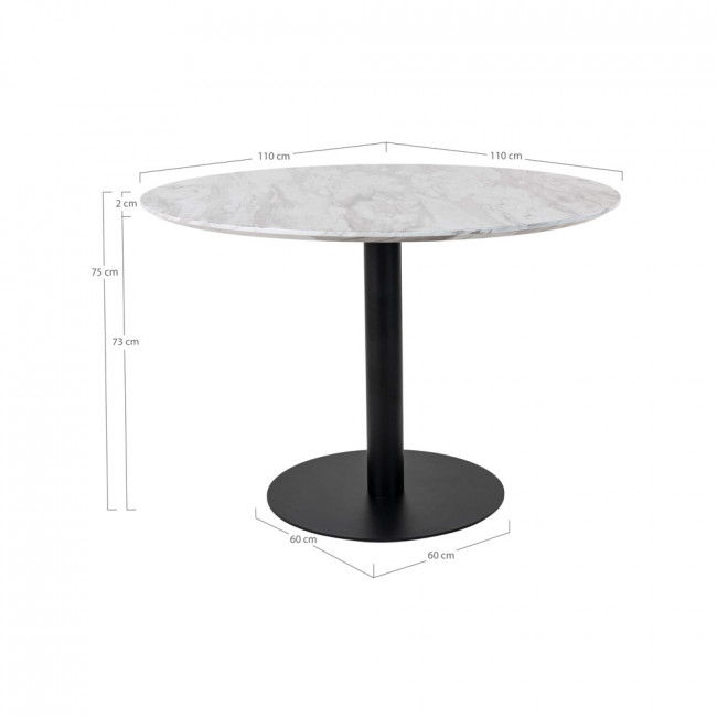 Bolzano - Table à manger ronde effet marbre ø110cm