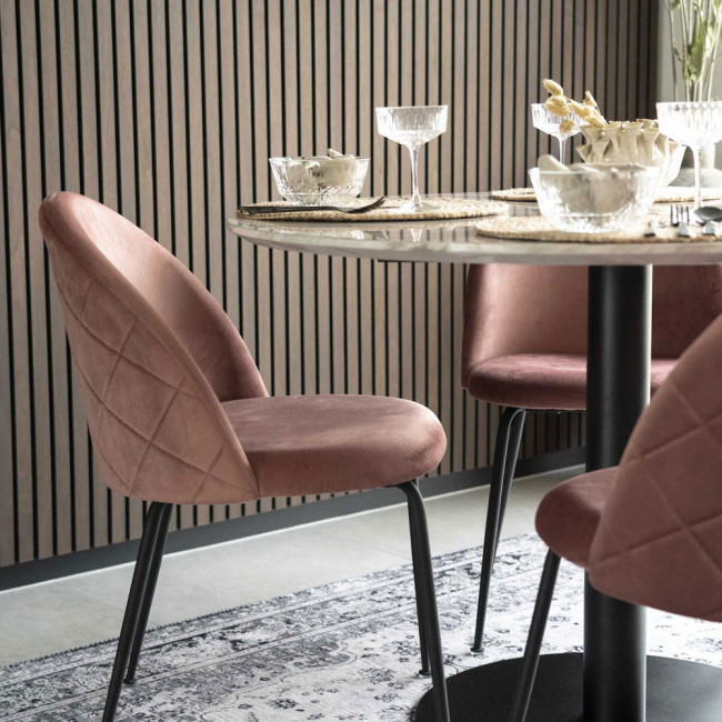 Bolzano - Table à manger ronde effet marbre ø110cm