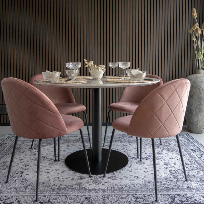 Bolzano - Table à manger ronde effet marbre ø110cm