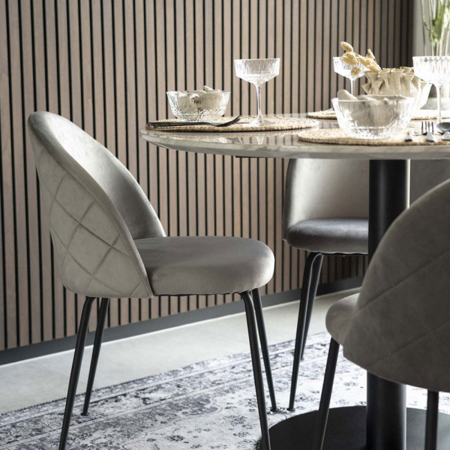 Bolzano - Table à manger ronde effet marbre ø110cm