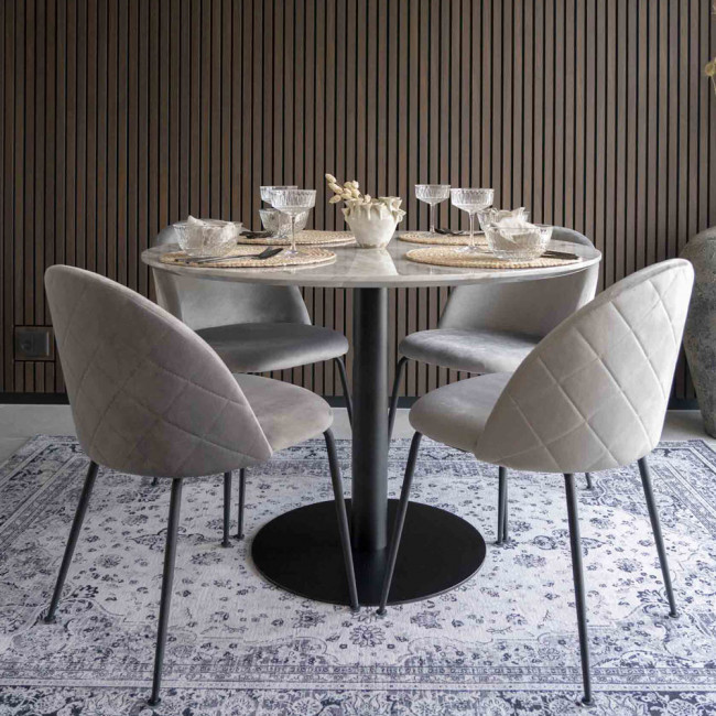 Bolzano - Table à manger ronde effet marbre ø110cm