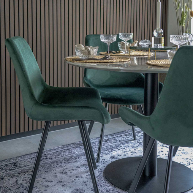 Bolzano - Table à manger ronde effet marbre ø110cm