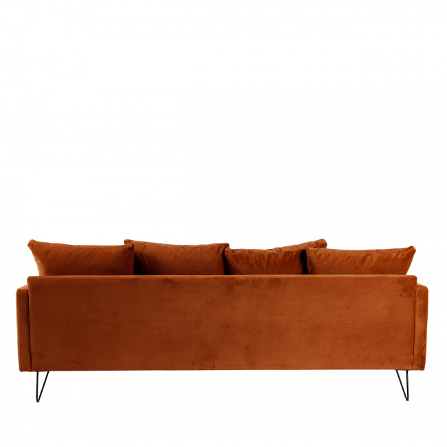 Villabon - Canapé en velours 4 places pieds noirs