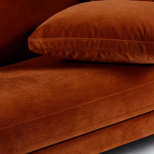 Villabon - Canapé en velours 4 places pieds noirs