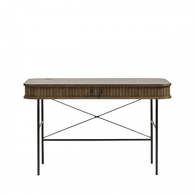 Alicia - Bureau 2 portes aux angles arrondis en bois et méral L120cm