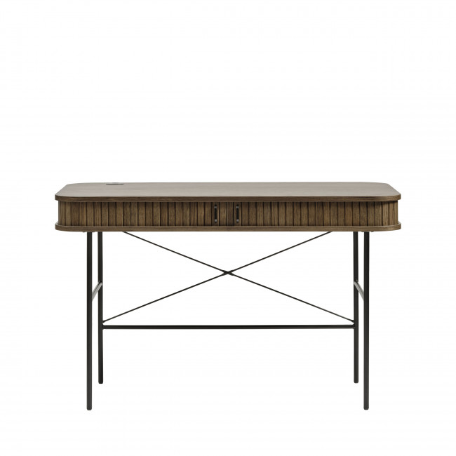 Alicia - Bureau 2 portes aux angles arrondis en bois et méral L120cm