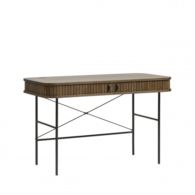 Alicia - Bureau 2 portes aux angles arrondis en bois et méral L120cm