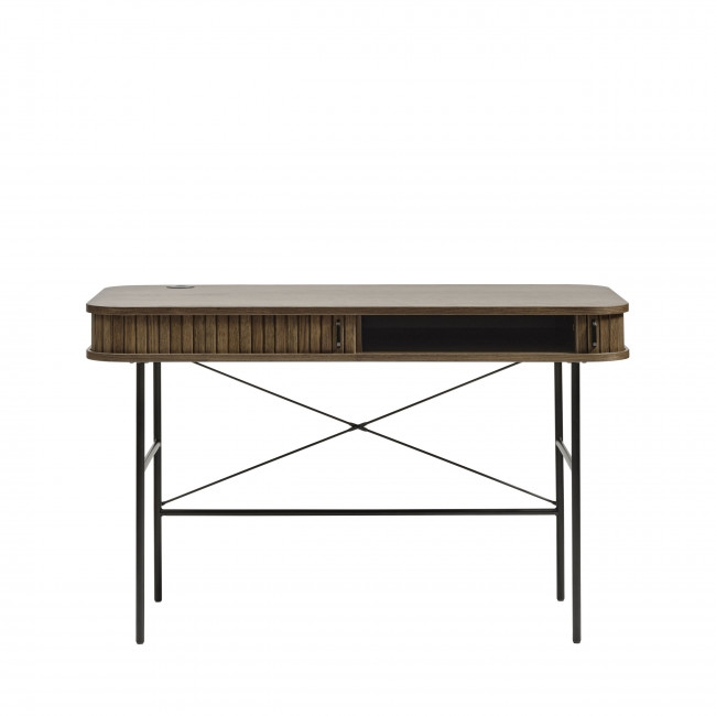 Alicia - Bureau 2 portes aux angles arrondis en bois et méral L120cm