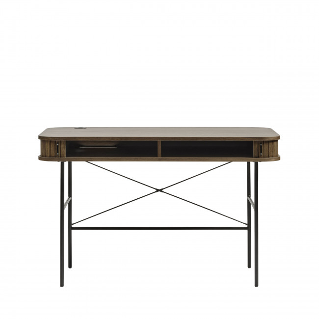 Alicia - Bureau 2 portes aux angles arrondis en bois et méral L120cm