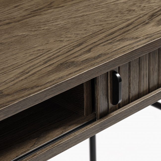 Alicia - Bureau 2 portes aux angles arrondis en bois et méral L120cm