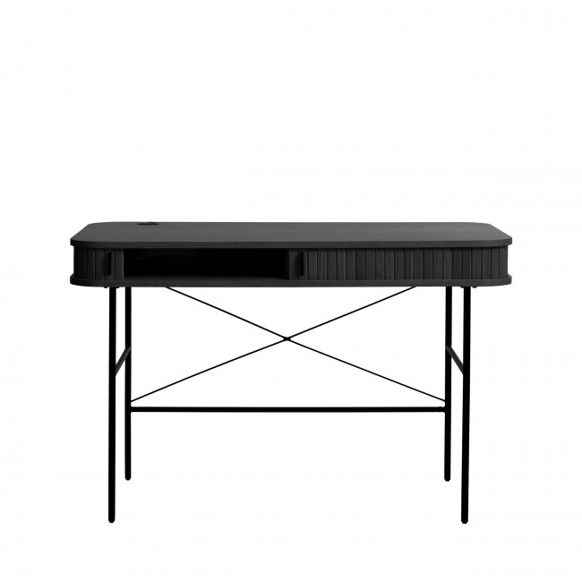 Alicia - Bureau 2 portes aux angles arrondis en bois et méral L120cm