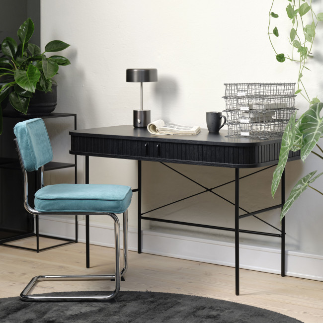Alicia - Bureau 2 portes aux angles arrondis en bois et méral L120cm