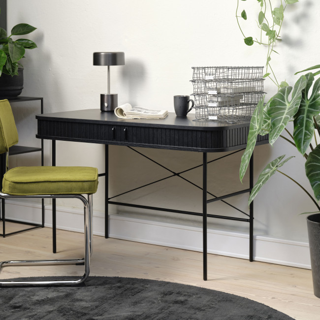 Alicia - Bureau 2 portes aux angles arrondis en bois et méral L120cm