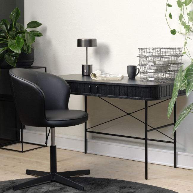 Alicia - Bureau 2 portes aux angles arrondis en bois et méral L120cm