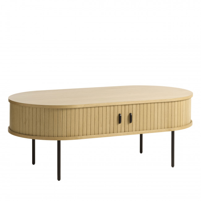 Alicia - Table basse 2 portes aux angles arrondis en bois et méral