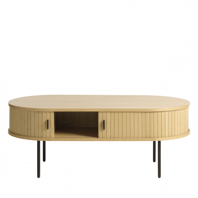 Alicia - Table basse 2 portes aux angles arrondis en bois et méral