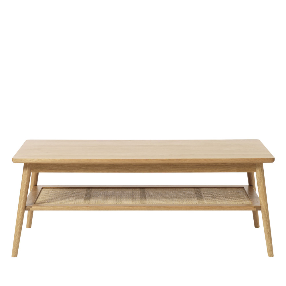 kiyo - table basse en bois et cannage 120x60cm - couleur - bois clair