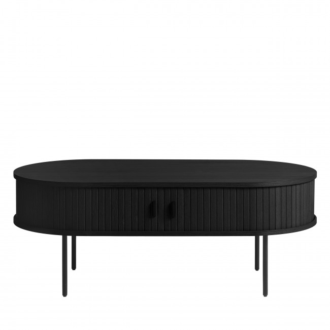 Alicia - Table basse 2 portes aux angles arrondis en bois et méral