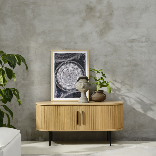 Alicia - Meuble tv 2 portes aux angles arrondis en bois et métal L120cm