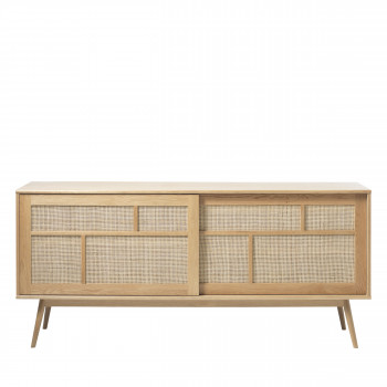 Kiyo - Buffet 2 portes en bois et rotin L180cm