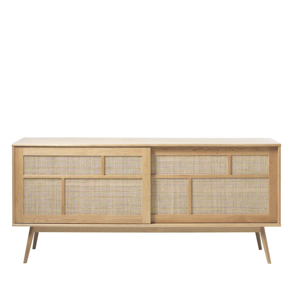 Kiyo - Buffet 2 portes en bois et rotin L180cm - Couleur - Bois clair