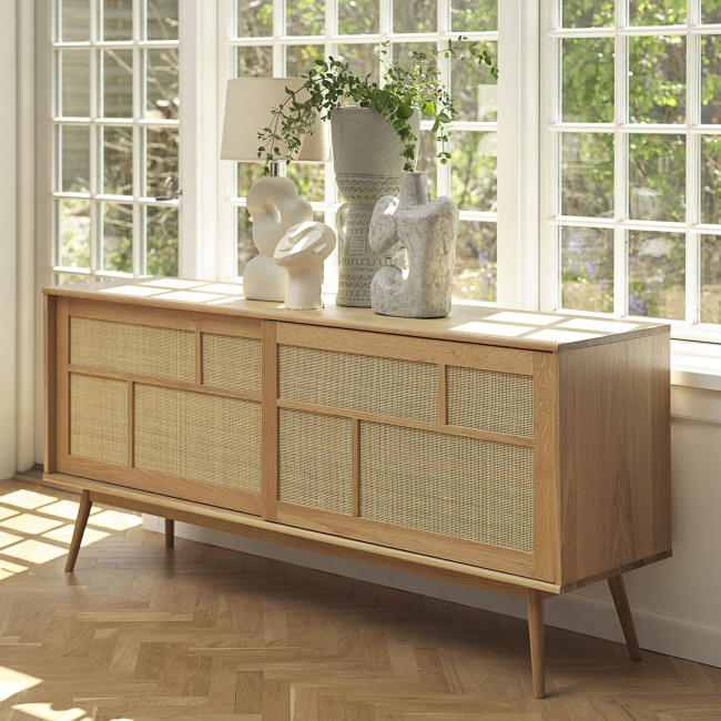 Kiyo - Buffet 2 portes en bois et rotin L180cm