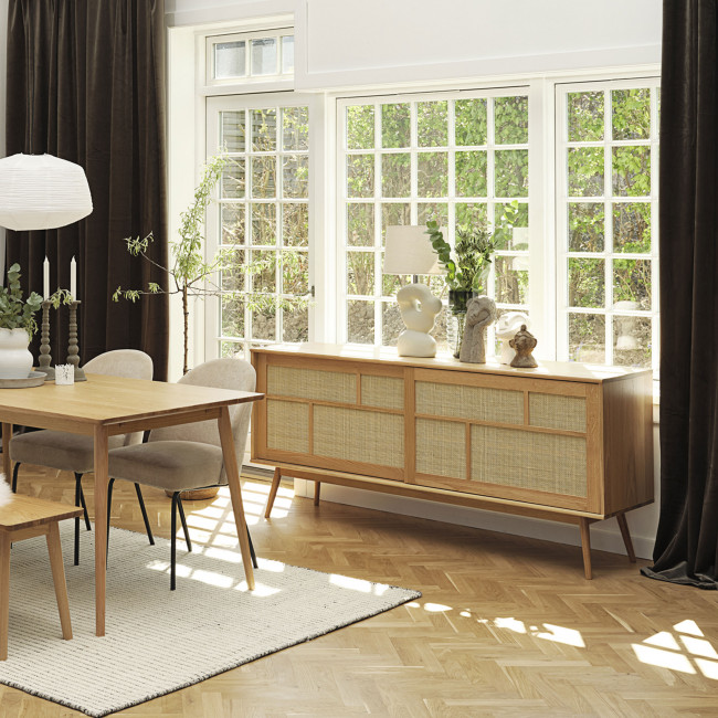 Kiyo - Buffet 2 portes en bois et rotin L180cm