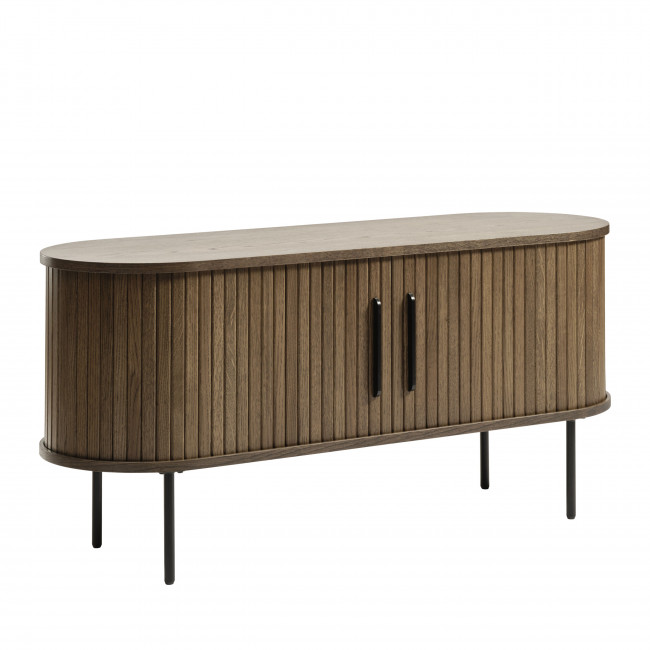 Alicia - Meuble tv 2 portes aux angles arrondis en bois et métal L120cm