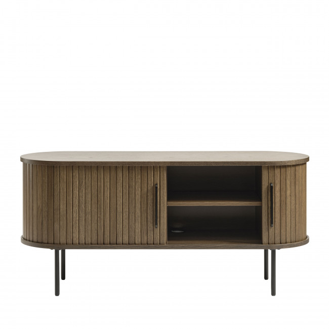 Alicia - Meuble tv 2 portes aux angles arrondis en bois et métal L120cm