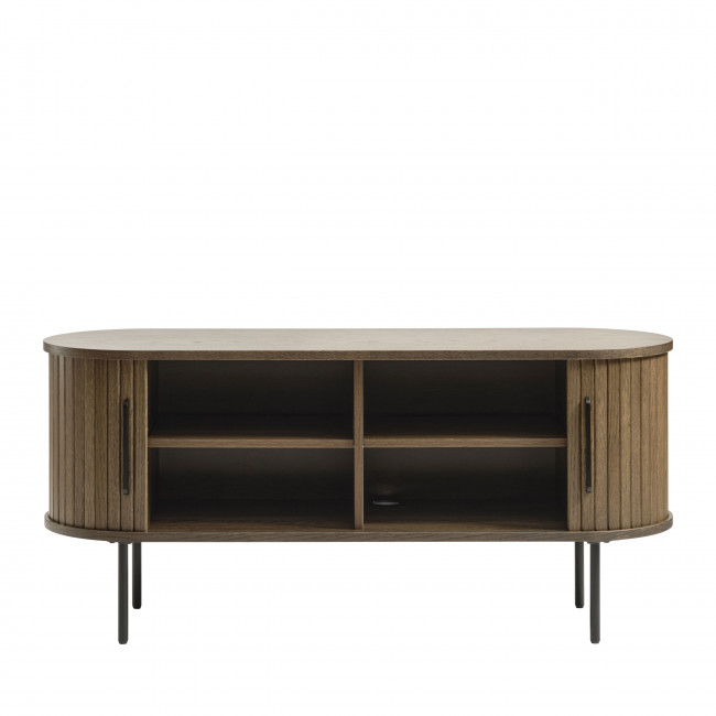 Alicia - Meuble tv 2 portes aux angles arrondis en bois et métal L120cm