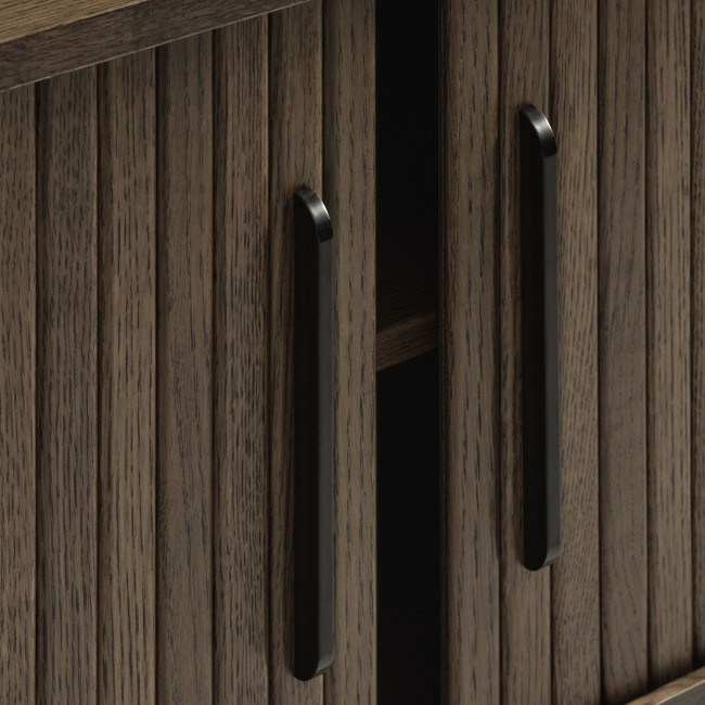 Alicia - Meuble tv 2 portes aux angles arrondis en bois et métal L120cm