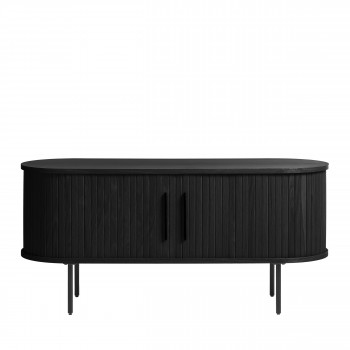 Alicia - Meuble tv 2 portes aux angles arrondis en bois et métal L120cm