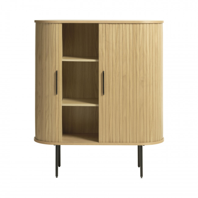 Alicia - Buffet haut aux angles arrondis en bois et métal H118cm