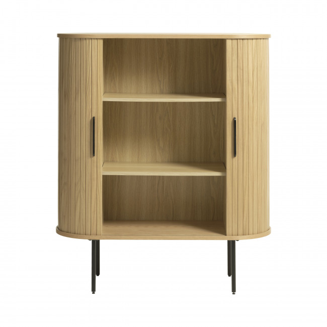 Alicia - Buffet haut aux angles arrondis en bois et métal H118cm