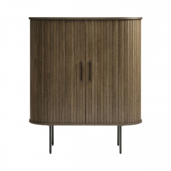 Alicia - Buffet haut aux angles arrondis en bois et métal H118cm