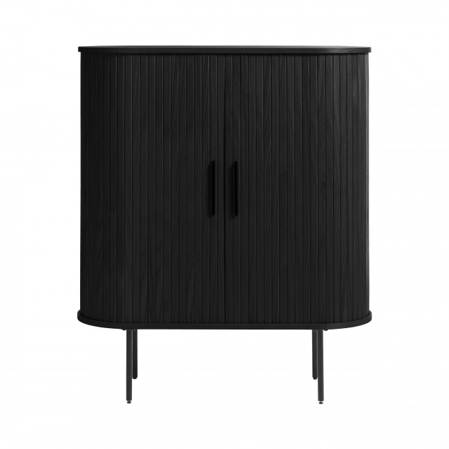 Alicia - Buffet haut aux angles arrondis en bois et métal H118cm