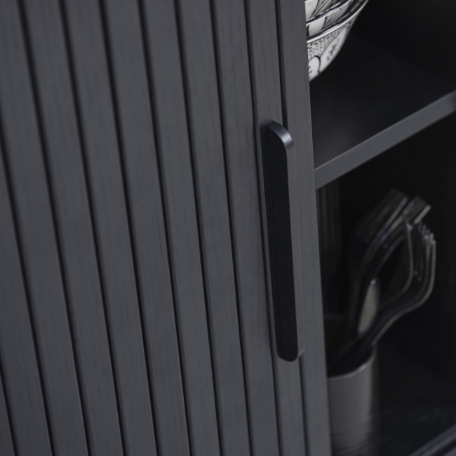 Alicia - Buffet haut aux angles arrondis en bois et métal H118cm