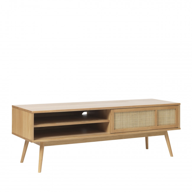 Kiyo - Meuble tv 2 portes en bois et rotin L150cm
