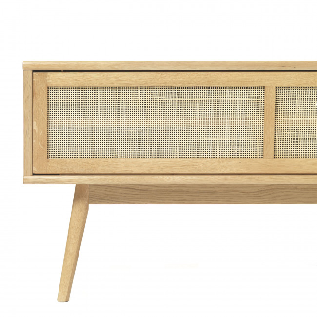 Kiyo - Meuble tv 2 portes en bois et rotin L150cm