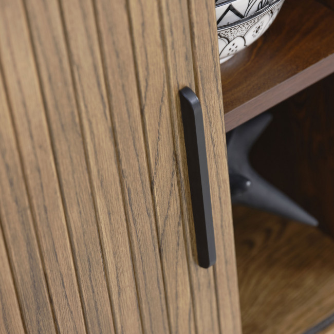 Alicia - Buffet 2 portes aux angles arrondis en bois et méral L140cm