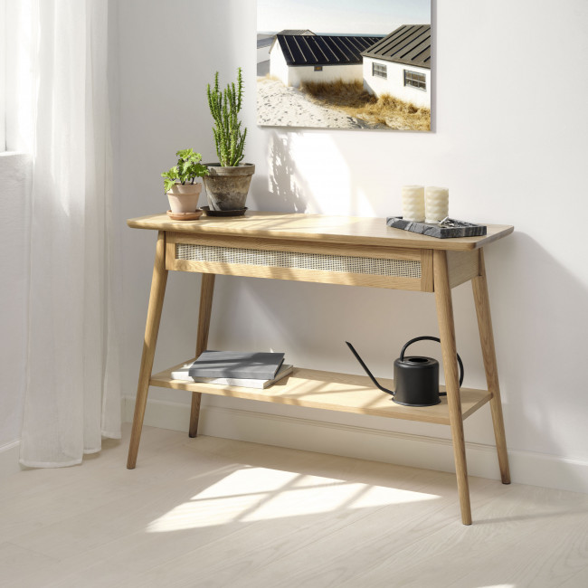 Kiyo - Console 1 tiroir en bois et rotin L110cm