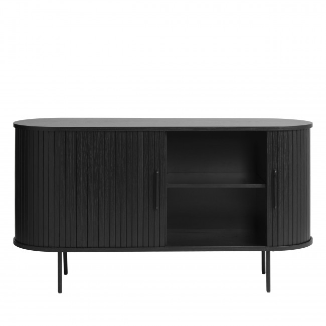 Alicia - Buffet 2 portes aux angles arrondis en bois et méral L140cm